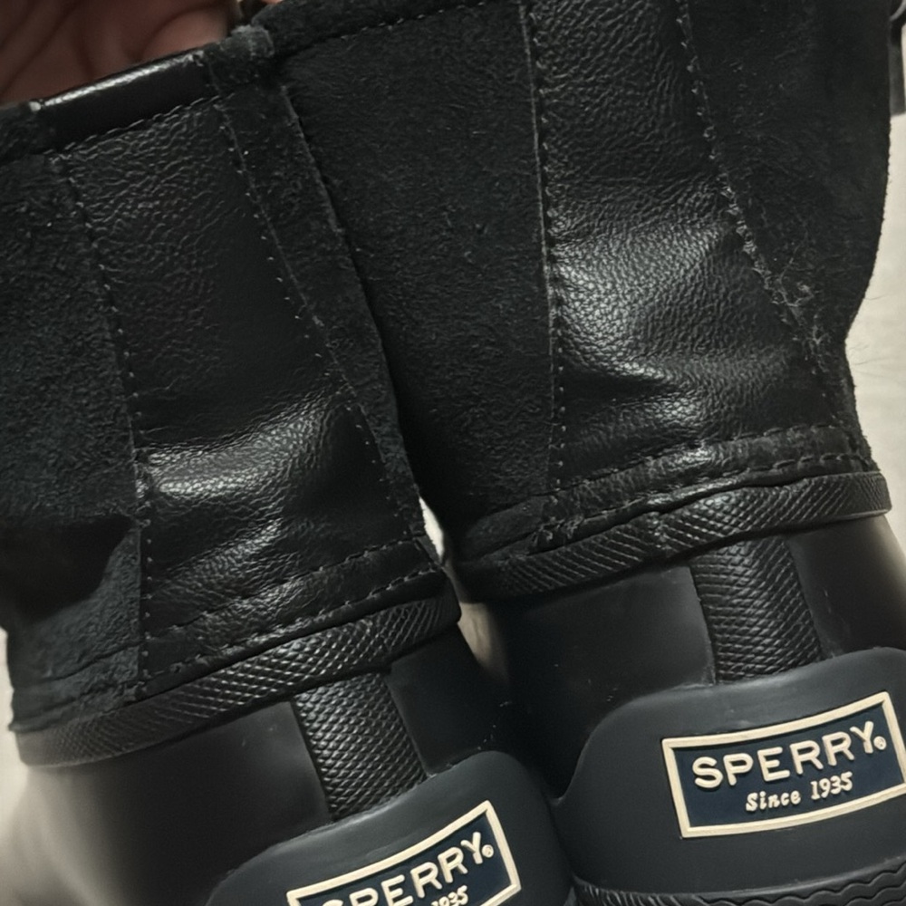 Sperry Duck Boots-Sz 8-All Black-Suede Uppers-Leather Laces-Side Zippers - Picture 11 of 16